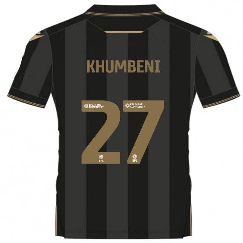 Danxen Bambino Maglia Nelson Khumbeni #27 Nero Oro Kit Gara Away 2025/26 Maglietta