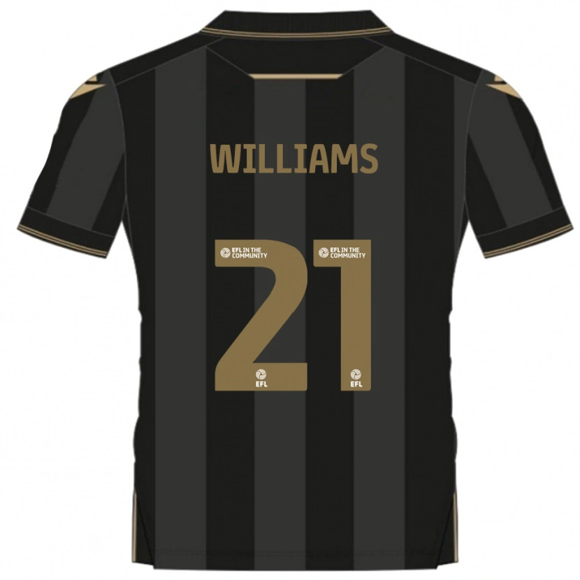 Danxen Bambino Maglia Euan Williams #21 Nero Oro Kit Gara Away 2025/26 Maglietta