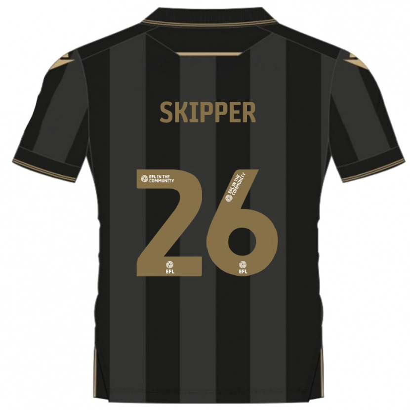 Danxen Bambino Maglia Stanley Skipper #26 Nero Oro Kit Gara Away 2025/26 Maglietta