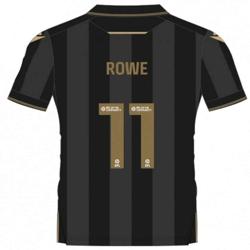 Danxen Bambino Maglia Aaron Rowe #11 Nero Oro Kit Gara Away 2025/26 Maglietta
