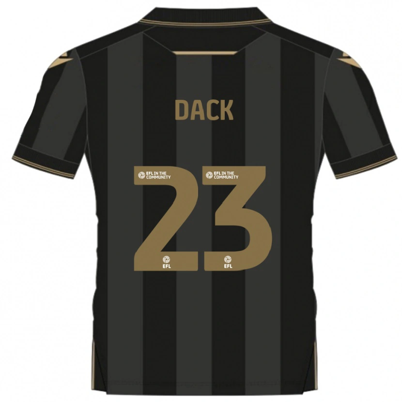 Danxen Bambino Maglia Bradley Dack #23 Nero Oro Kit Gara Away 2025/26 Maglietta