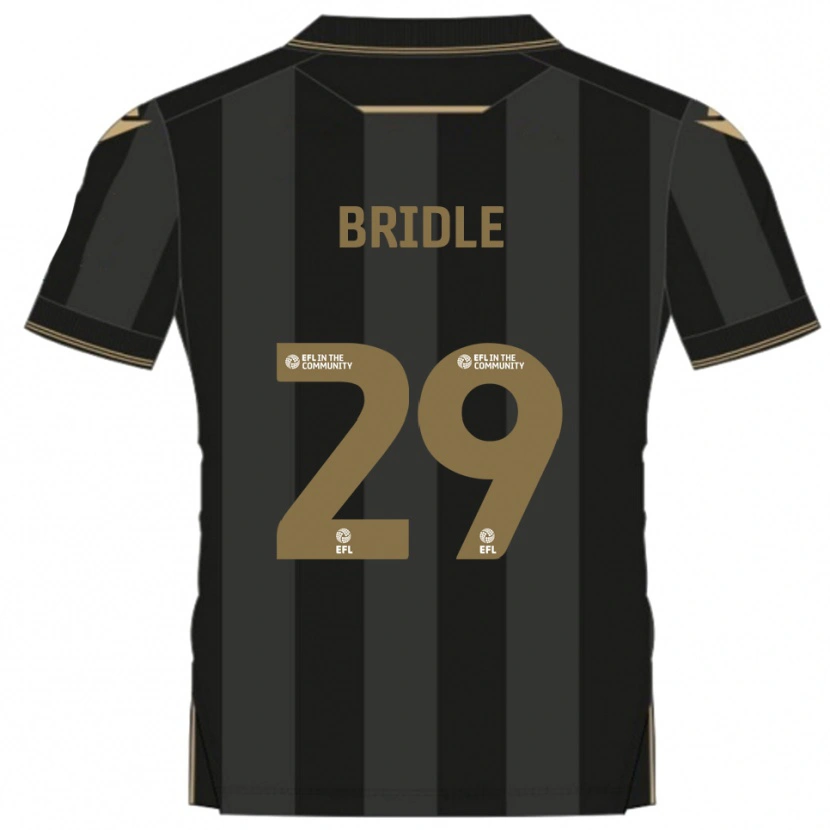 Danxen Bambino Maglia Harry Bridle #29 Nero Oro Kit Gara Away 2025/26 Maglietta