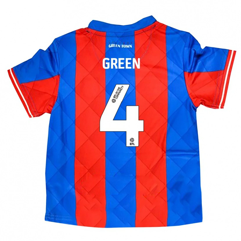 Danxen Bambino Maglia Kieran Green #4 Blu Rosso Bianco Kit Gara Away 2025/26 Maglietta