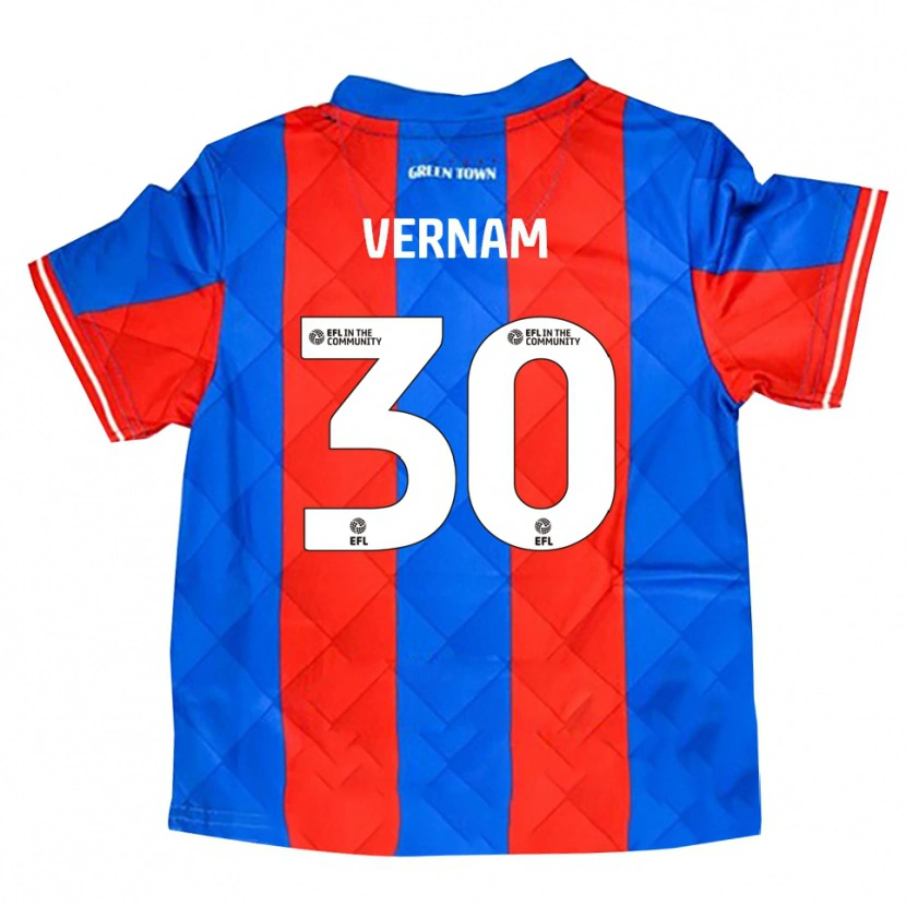 Danxen Bambino Maglia Charles Vernam #30 Blu Rosso Bianco Kit Gara Away 2025/26 Maglietta