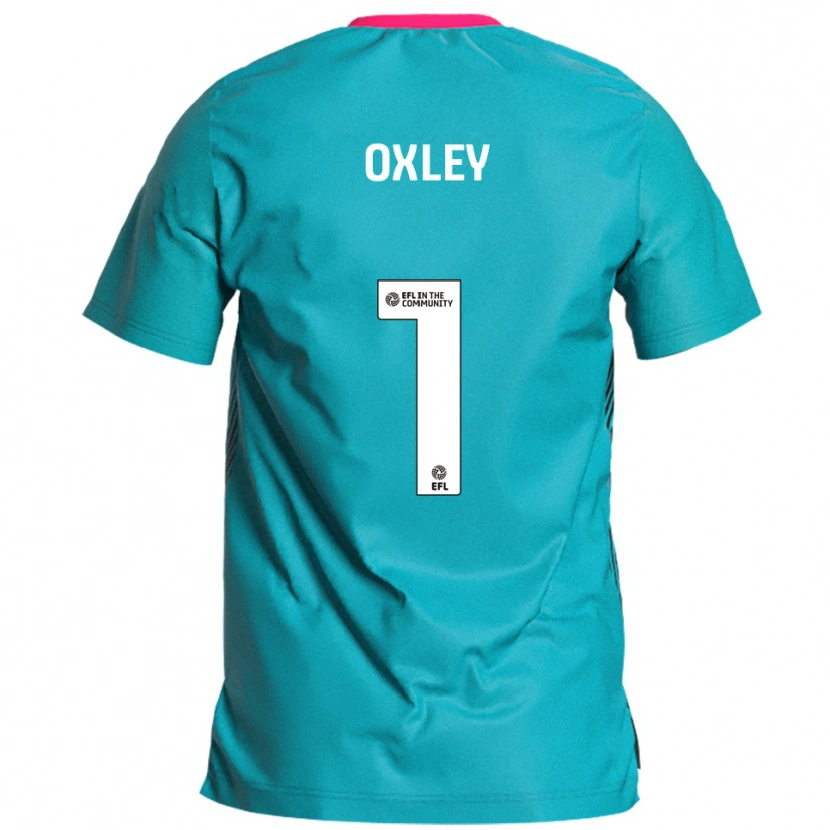 Danxen Bambino Maglia Mark Oxley #1 Azzurro Rosa Kit Gara Away 2025/26 Maglietta