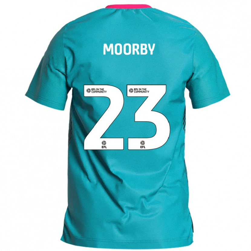 Danxen Bambino Maglia James Moorby #23 Azzurro Rosa Kit Gara Away 2025/26 Maglietta