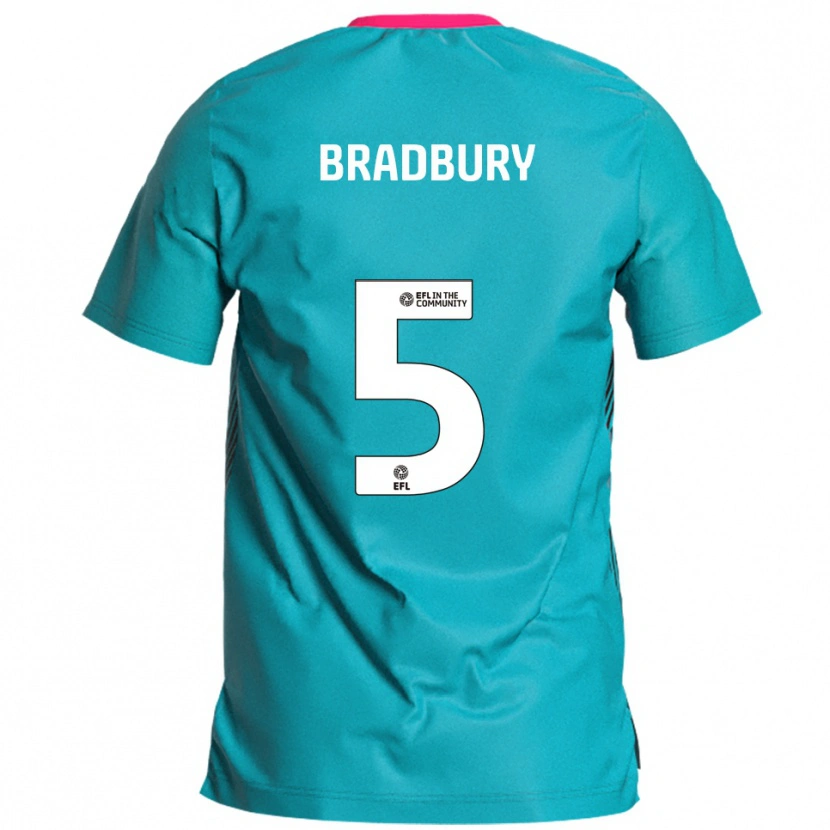 Danxen Bambino Maglia Tom Bradbury #5 Azzurro Rosa Kit Gara Away 2025/26 Maglietta
