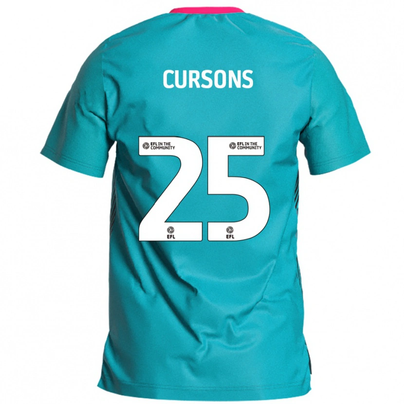 Danxen Bambino Maglia Tom Cursons #25 Azzurro Rosa Kit Gara Away 2025/26 Maglietta