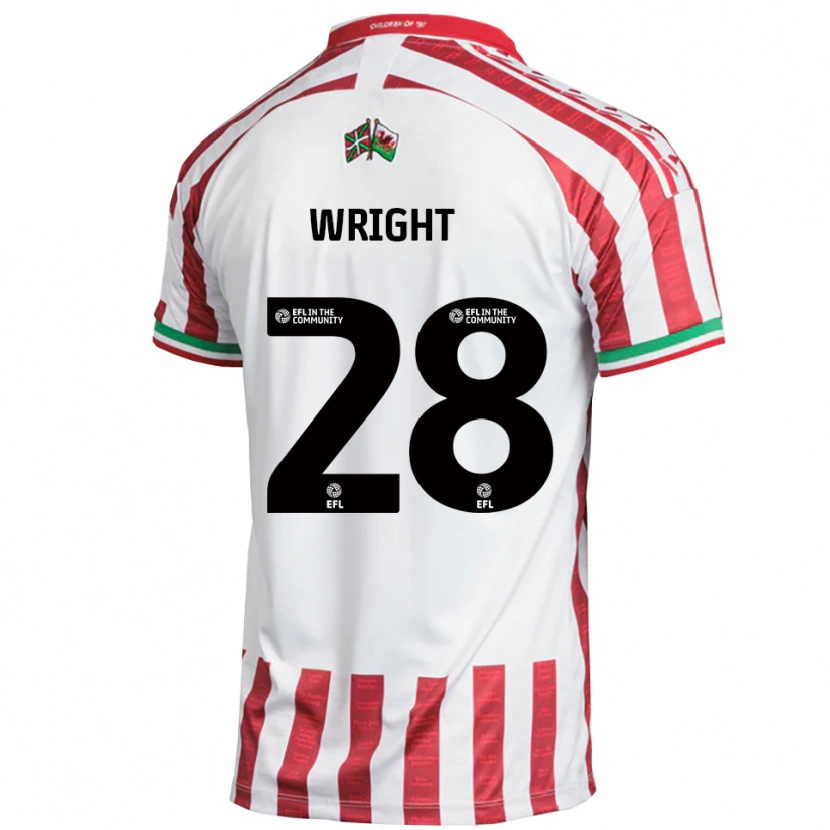 Danxen Bambino Maglia Jordan Wright #28 Rosso Bianco Kit Gara Away 2025/26 Maglietta