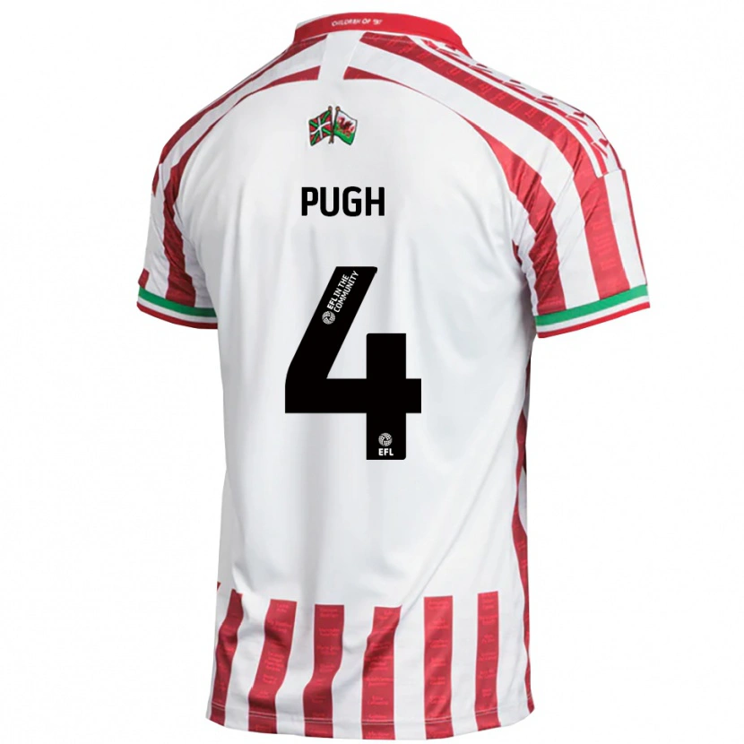 Danxen Bambino Maglia Harri Pugh #4 Rosso Bianco Kit Gara Away 2025/26 Maglietta