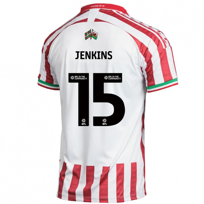 Danxen Bambino Maglia Lee Jenkins #15 Rosso Bianco Kit Gara Away 2025/26 Maglietta