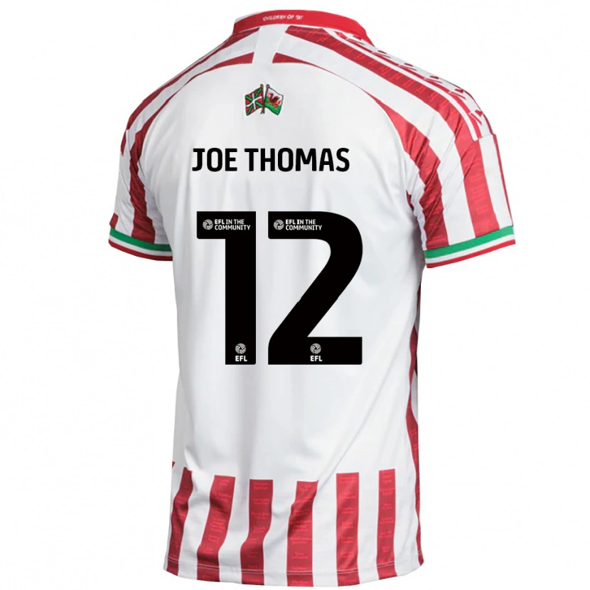 Danxen Bambino Maglia Joe Thomas #12 Rosso Bianco Kit Gara Away 2025/26 Maglietta