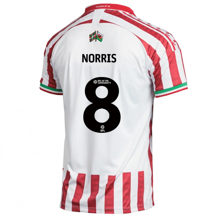 Danxen Bambino Maglia Jac Norris #8 Rosso Bianco Kit Gara Away 2025/26 Maglietta