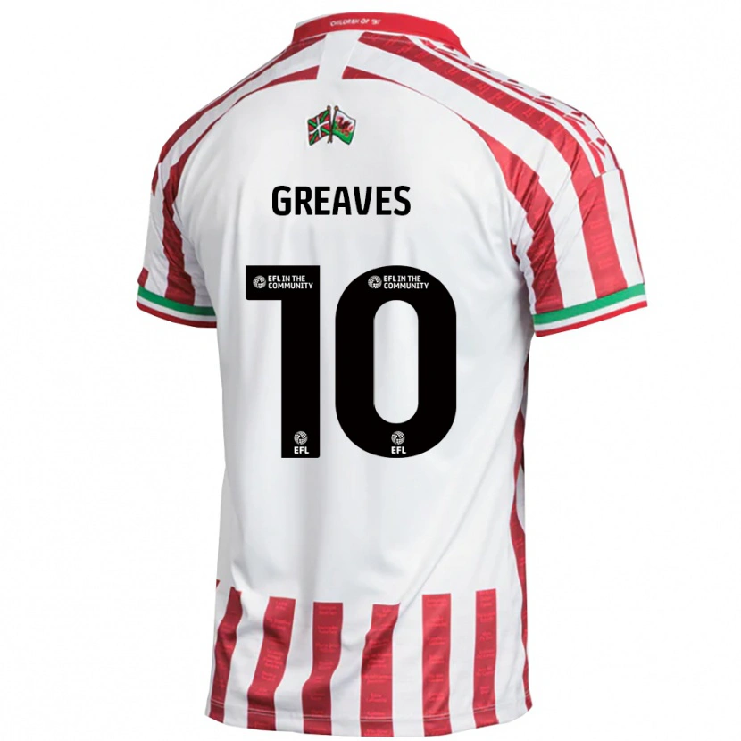 Danxen Bambino Maglia Oliver Greaves #10 Rosso Bianco Kit Gara Away 2025/26 Maglietta