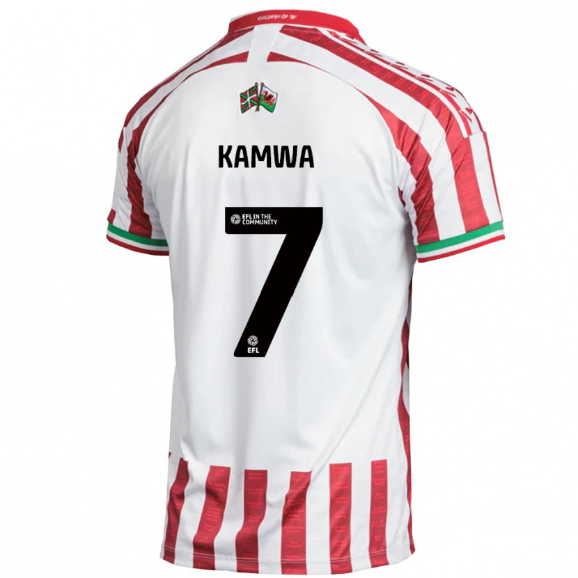 Danxen Bambino Maglia Bobby Kamwa #7 Rosso Bianco Kit Gara Away 2025/26 Maglietta