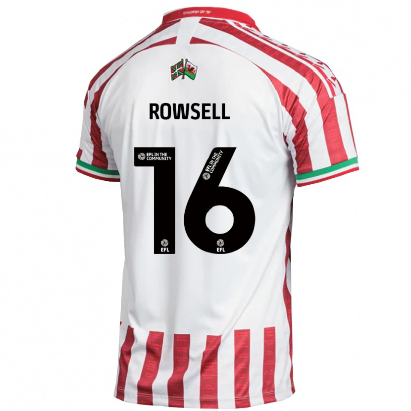 Danxen Bambino Maglia Declan Rowsell #16 Rosso Bianco Kit Gara Away 2025/26 Maglietta