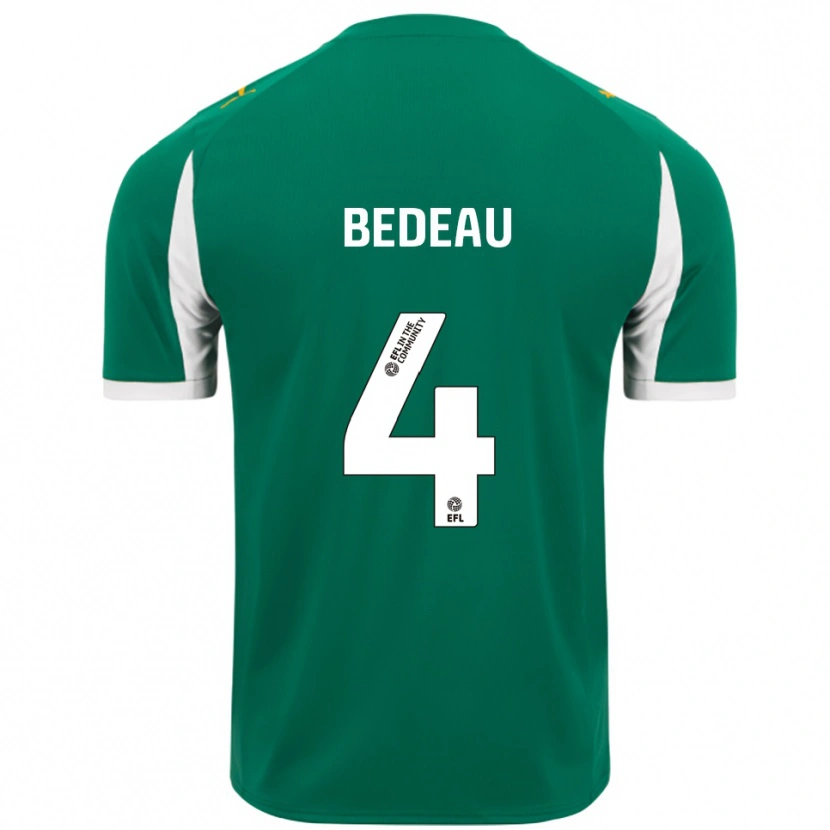 Danxen Bambino Maglia Jacob Bedeau #4 Verde Bianco Kit Gara Away 2025/26 Maglietta