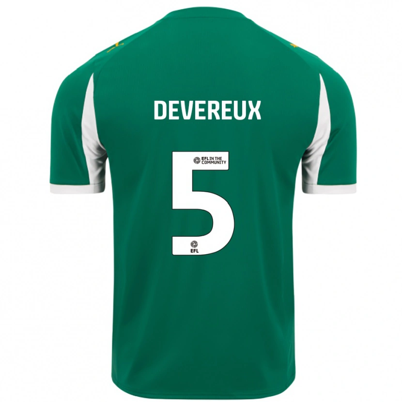 Danxen Bambino Maglia Frankie Devereux #5 Verde Bianco Kit Gara Away 2025/26 Maglietta