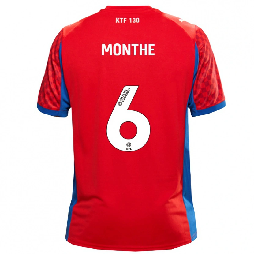 Danxen Bambino Maglia Manny Monthe #6 Rosso Blu Kit Gara Away 2025/26 Maglietta