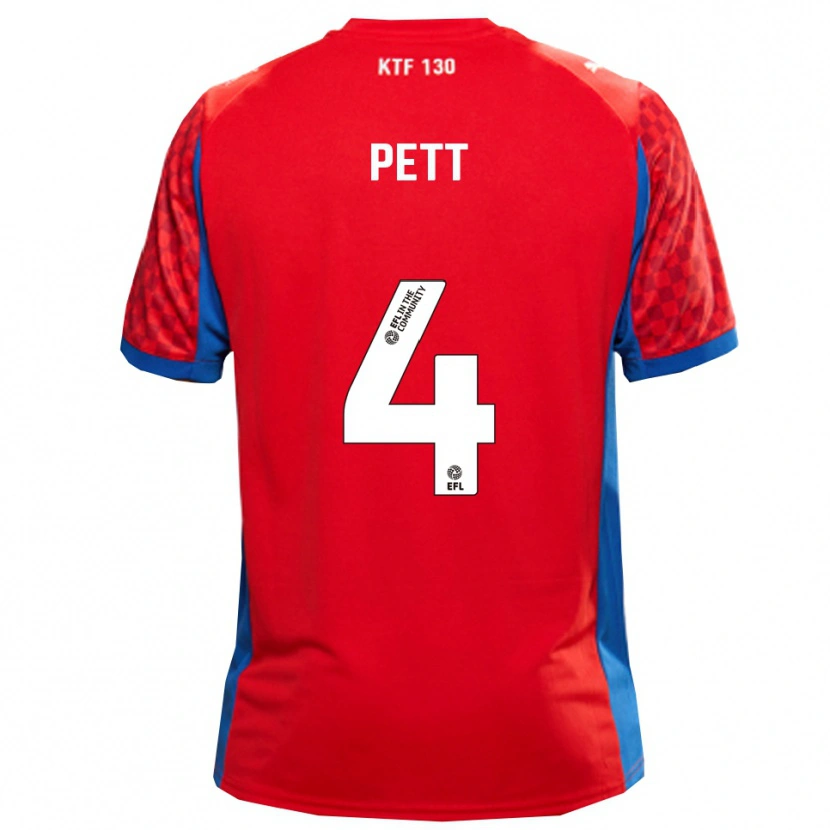 Danxen Bambino Maglia Tom Pett #4 Rosso Blu Kit Gara Away 2025/26 Maglietta