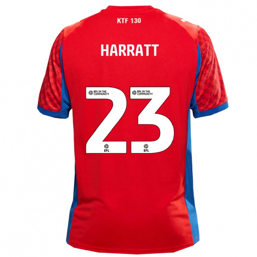 Danxen Bambino Maglia Kian Harratt #23 Rosso Blu Kit Gara Away 2025/26 Maglietta