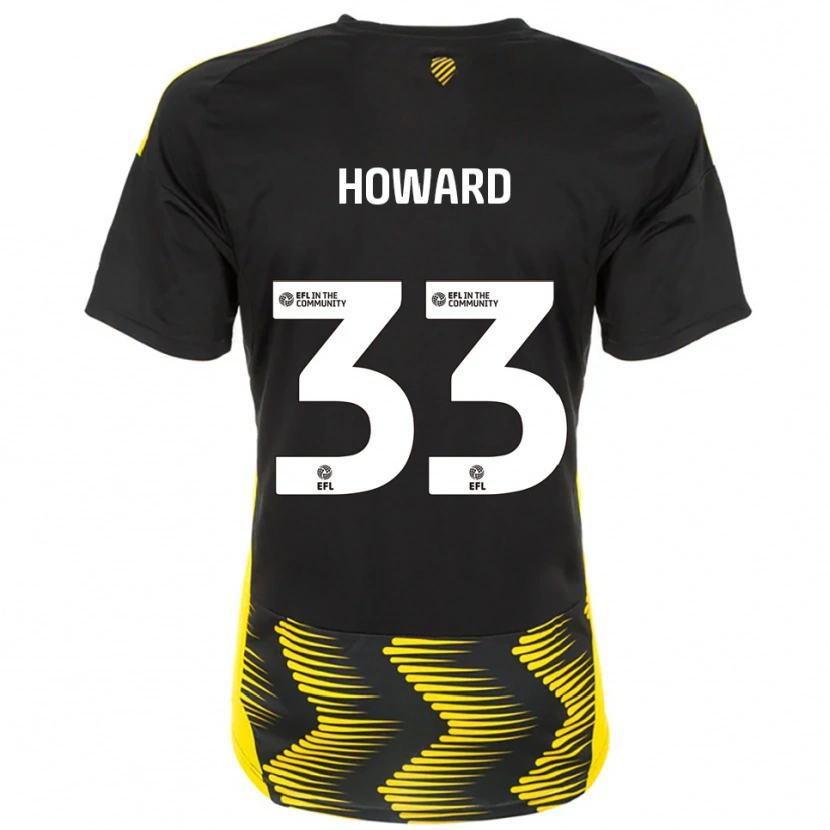 Danxen Bambino Maglia Mark Howard #33 Nero Giallo Kit Gara Away 2025/26 Maglietta