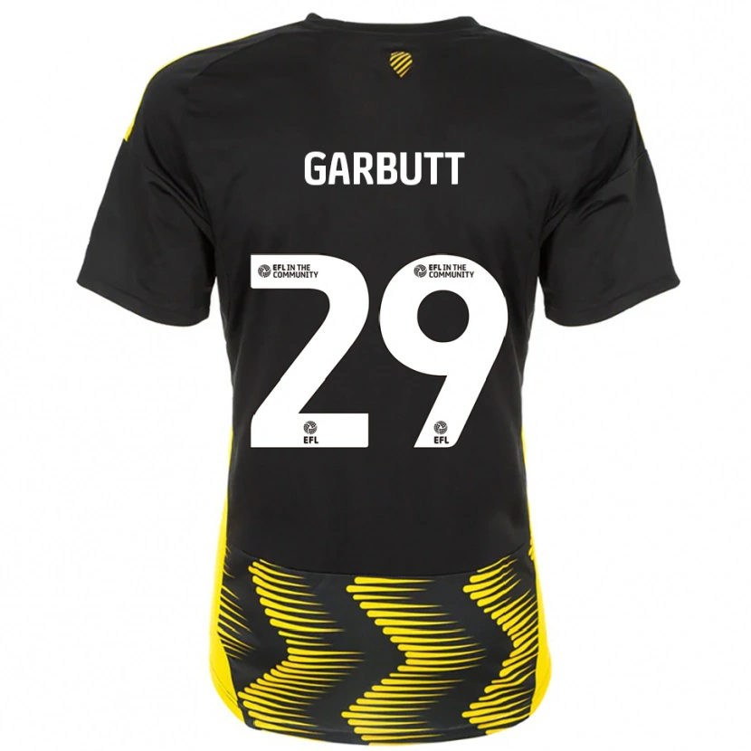 Danxen Bambino Maglia Luke Garbutt #29 Nero Giallo Kit Gara Away 2025/26 Maglietta