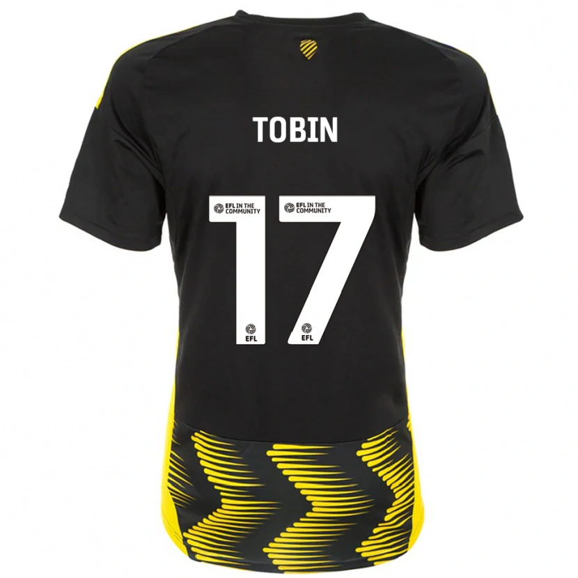 Danxen Bambino Maglia Laura Tobin #17 Nero Giallo Kit Gara Away 2025/26 Maglietta