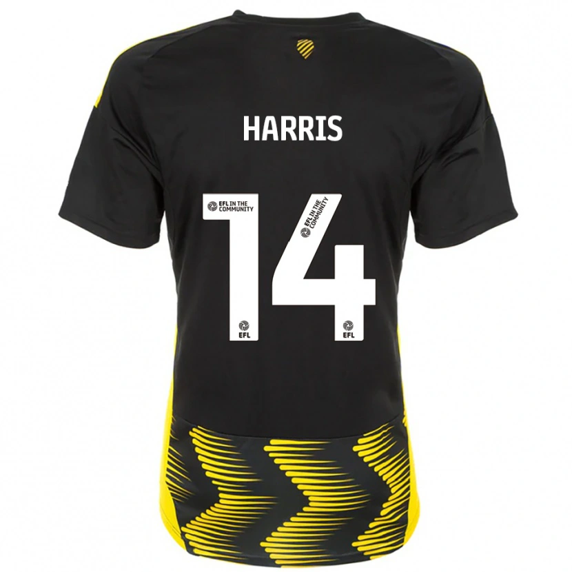 Danxen Bambino Maglia Kadeem Harris #14 Nero Giallo Kit Gara Away 2025/26 Maglietta