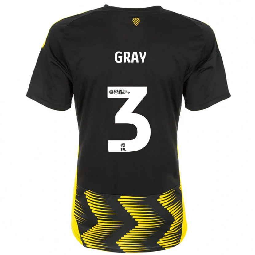 Danxen Bambino Maglia Rebecca Gray #3 Nero Giallo Kit Gara Away 2025/26 Maglietta