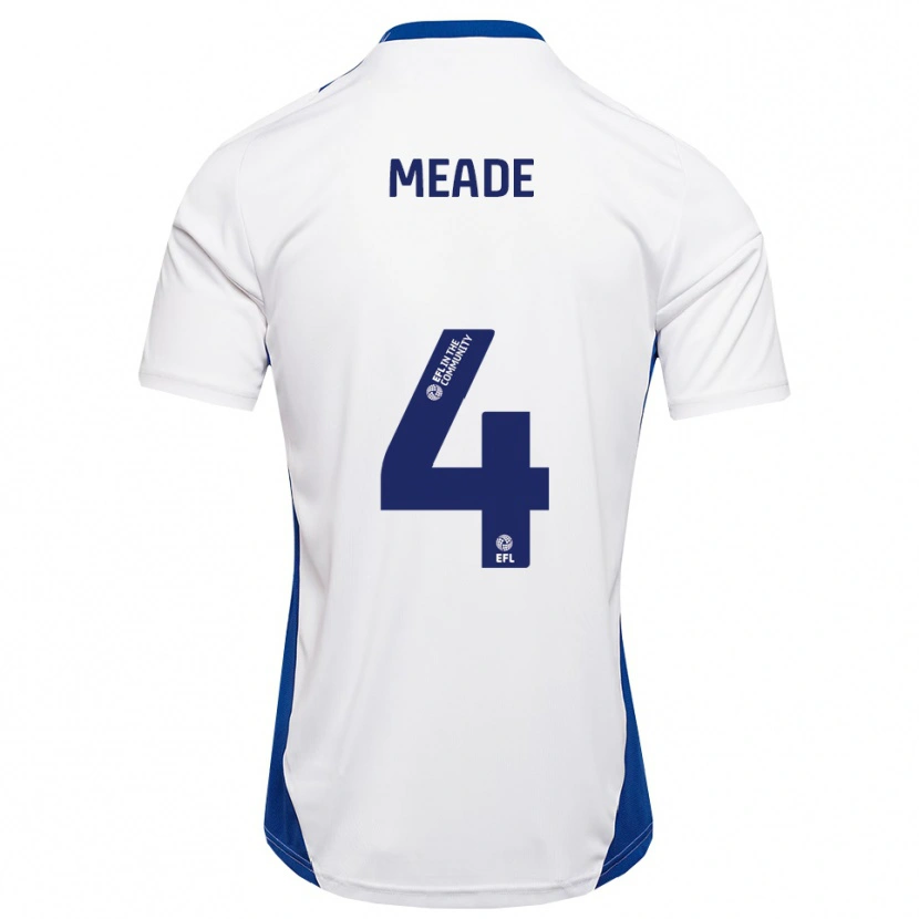 Danxen Bambino Maglia Isi Meade #4 Bianco Blu Kit Gara Away 2025/26 Maglietta