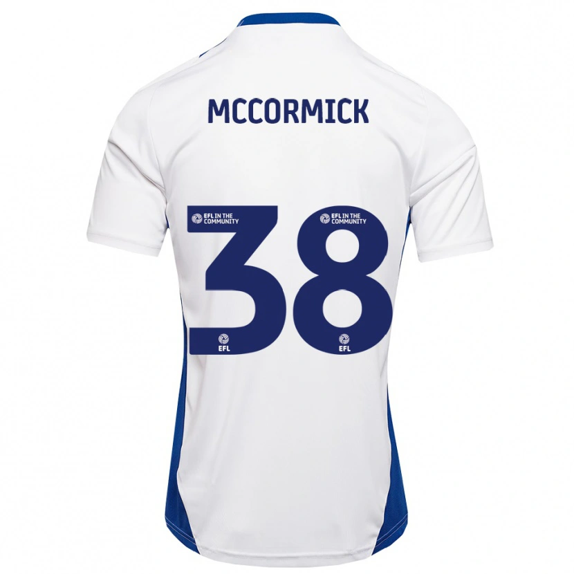 Danxen Bambino Maglia Antony Mccormick #38 Bianco Blu Kit Gara Away 2025/26 Maglietta