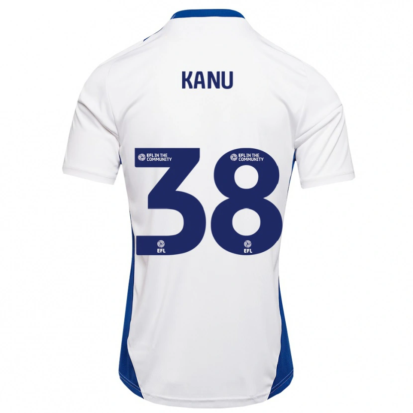 Danxen Bambino Maglia Abu Kanu #38 Bianco Blu Kit Gara Away 2025/26 Maglietta