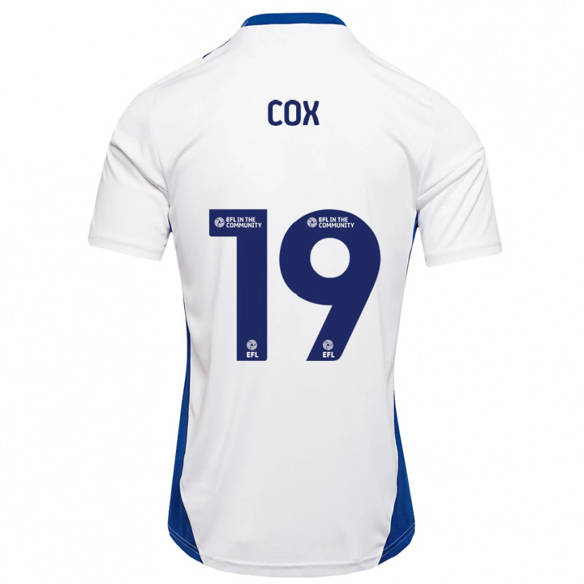 Danxen Bambino Maglia Hannah Cox #19 Bianco Blu Kit Gara Away 2025/26 Maglietta