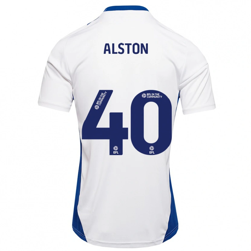 Danxen Bambino Maglia George Alston #40 Bianco Blu Kit Gara Away 2025/26 Maglietta