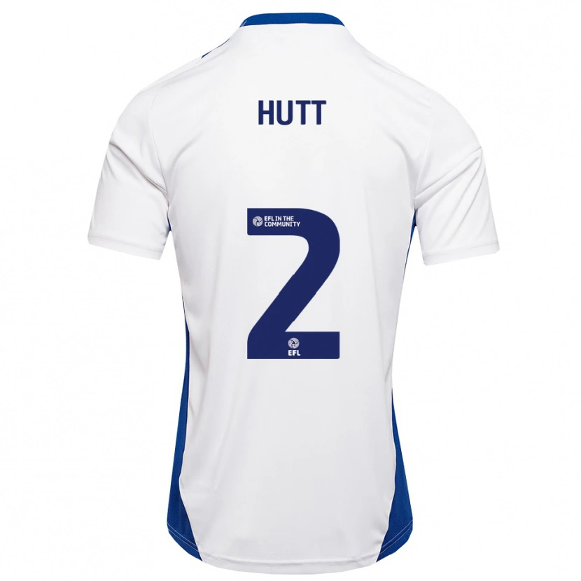 Danxen Bambino Maglia Liam Hutt #2 Bianco Blu Kit Gara Away 2025/26 Maglietta
