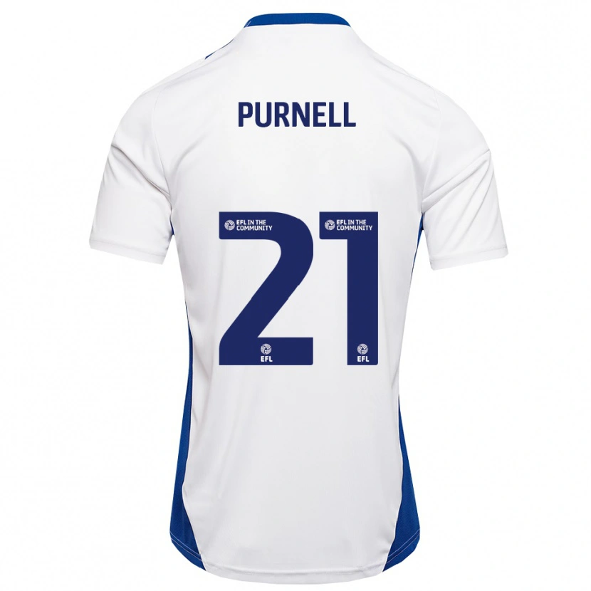 Danxen Bambino Maglia Grace Purnell #21 Bianco Blu Kit Gara Away 2025/26 Maglietta