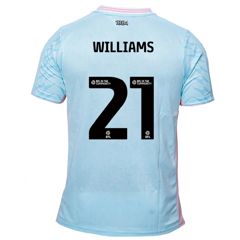 Danxen Bambino Maglia Josh Williams #21 Azzurro Rosa Kit Gara Away 2025/26 Maglietta