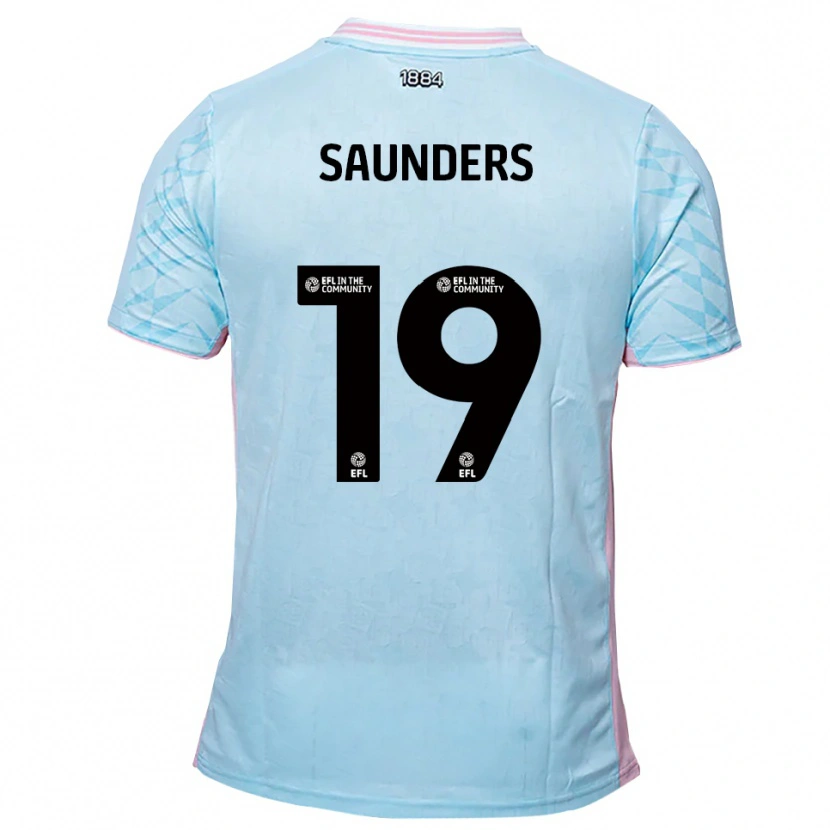 Danxen Bambino Maglia Harvey Saunders #19 Azzurro Rosa Kit Gara Away 2025/26 Maglietta