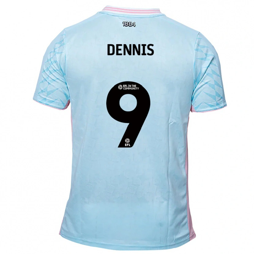 Danxen Bambino Maglia Kristian Dennis #9 Azzurro Rosa Kit Gara Away 2025/26 Maglietta