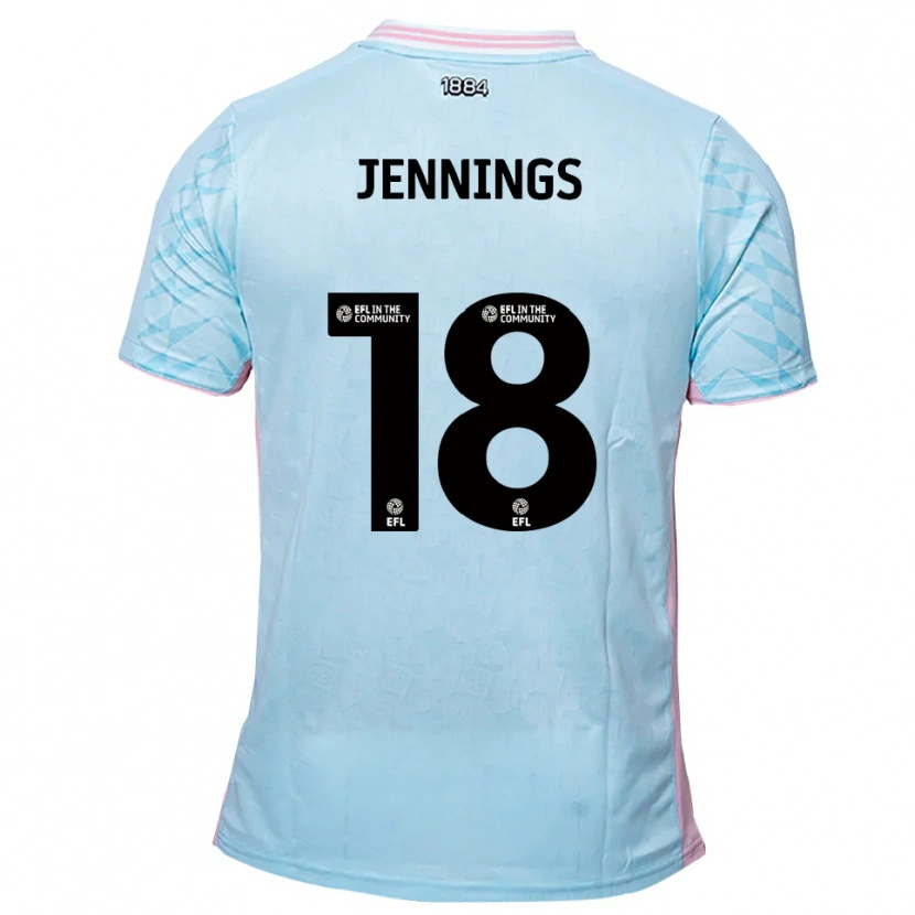 Danxen Bambino Maglia Connor Jennings #18 Azzurro Rosa Kit Gara Away 2025/26 Maglietta