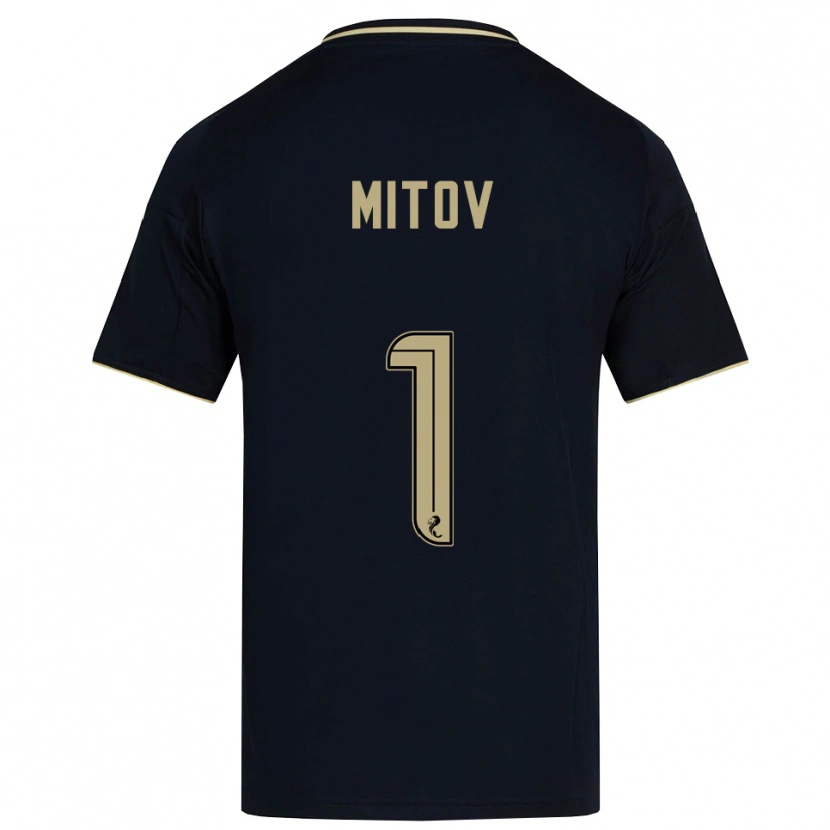 Danxen Bambino Maglia Dimitar Mitov #1 Blu Navy Oro Kit Gara Away 2025/26 Maglietta