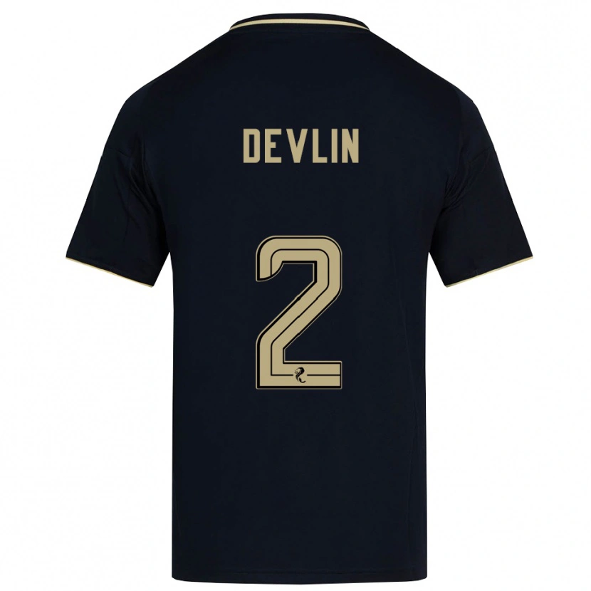 Danxen Bambino Maglia Nicky Devlin #2 Blu Navy Oro Kit Gara Away 2025/26 Maglietta