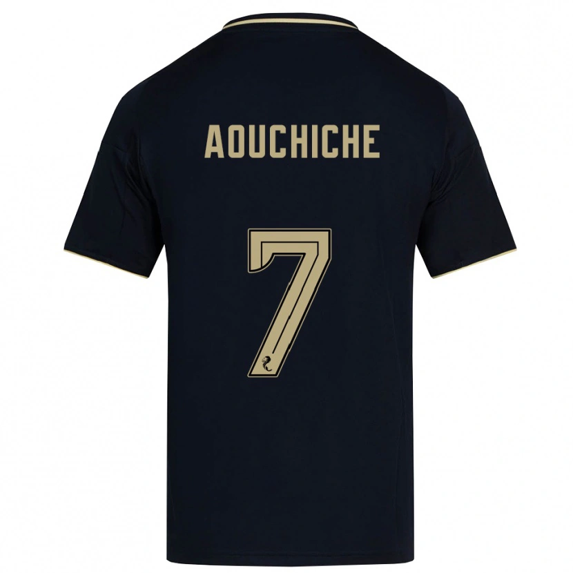 Danxen Bambino Maglia Adil Aouchiche #7 Blu Navy Oro Kit Gara Away 2025/26 Maglietta