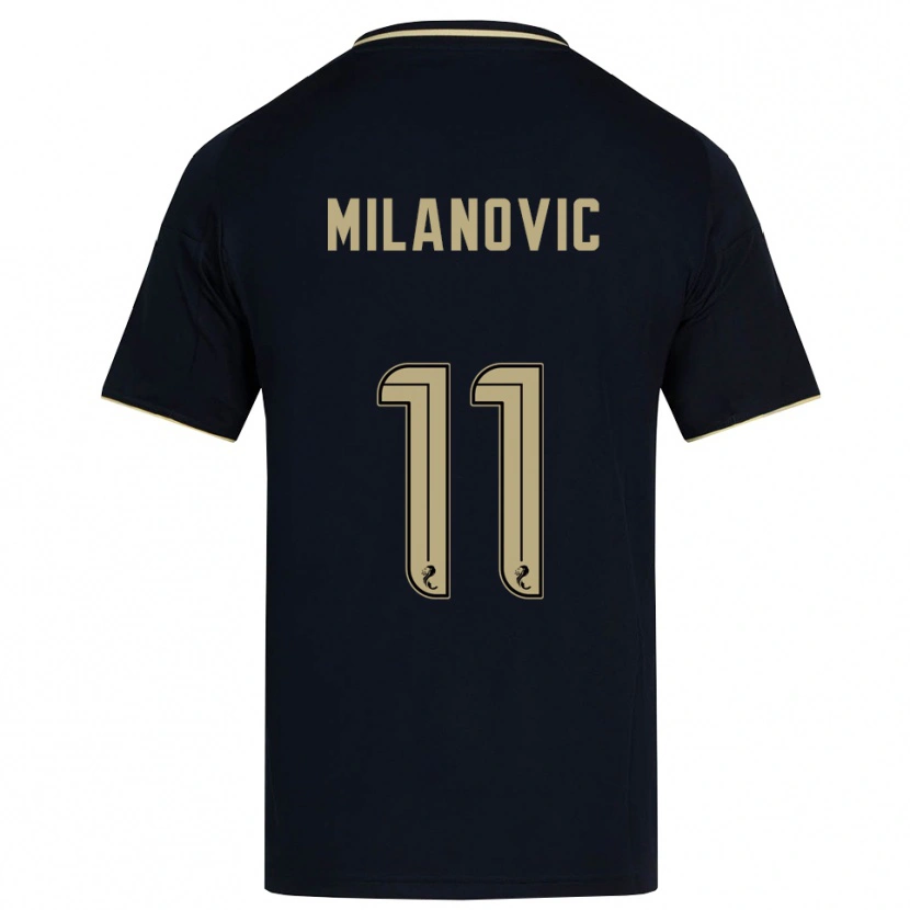 Danxen Bambino Maglia Nicolas Milanovic #11 Blu Navy Oro Kit Gara Away 2025/26 Maglietta