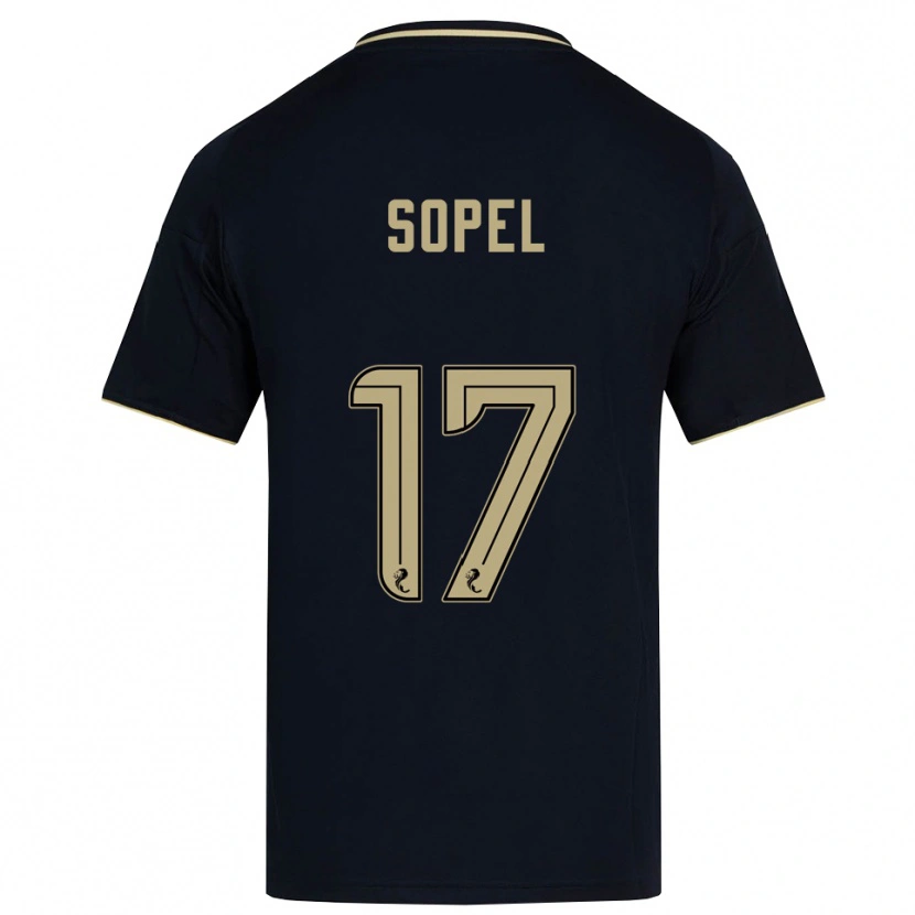 Danxen Bambino Maglia Nadia Sopel #17 Blu Navy Oro Kit Gara Away 2025/26 Maglietta