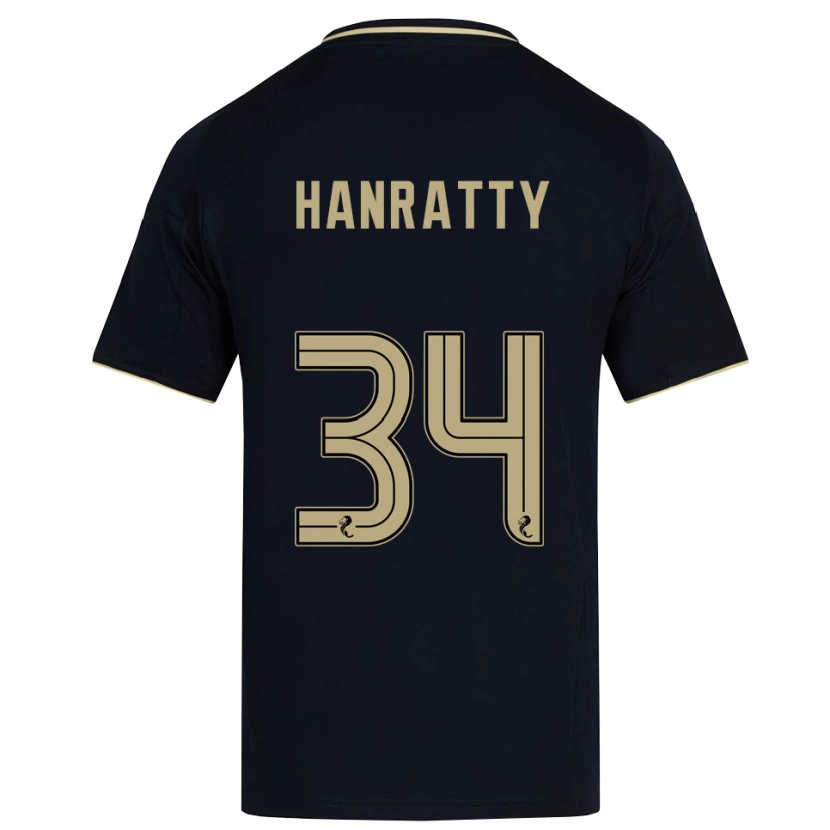Danxen Bambino Maglia Kevin Hanratty #34 Blu Navy Oro Kit Gara Away 2025/26 Maglietta