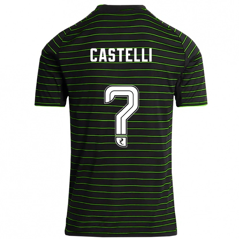 Danxen Bambino Maglia Nicholas Castelli #0 Nero Verde Kit Gara Away 2025/26 Maglietta