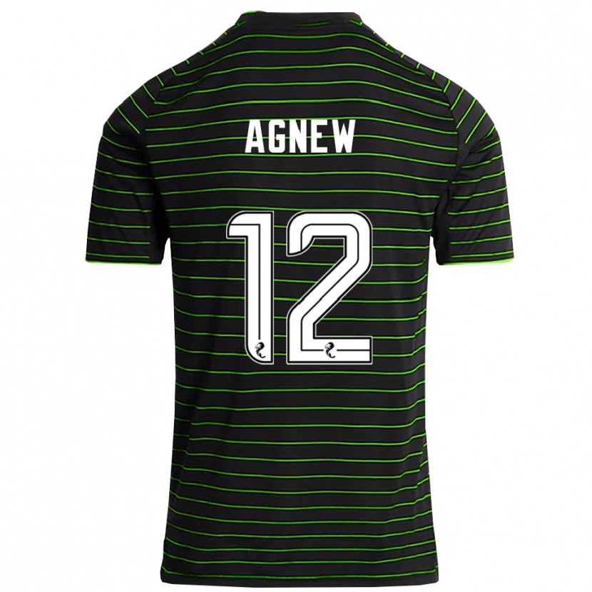 Danxen Bambino Maglia Murphy Agnew #12 Nero Verde Kit Gara Away 2025/26 Maglietta