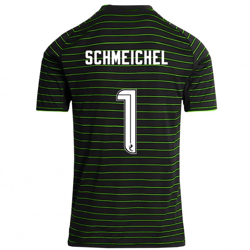 Danxen Bambino Maglia Kasper Schmeichel #1 Nero Verde Kit Gara Away 2025/26 Maglietta